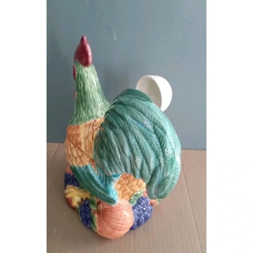 Whimsical Ceramic Rooster Soup Tureen Ladle‎ Fruit Decor Kitchen Decor